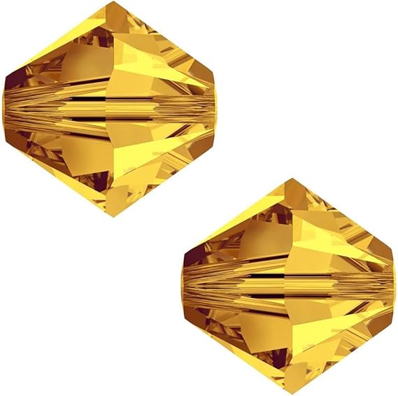 200pcs Adabele Austrian 4mm (0.16 Inch) Small Faceted Loose Bicone Crystal Beads Amber Compatible with Swarovski Crystals 5301/5328 SSB407