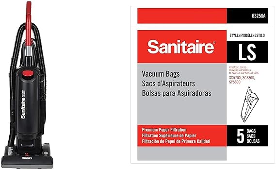 Sanitaire Force Upright Commercial Vacuum (SC5713D) Bundle with 5 LS Premium Paper Bags and Accessories