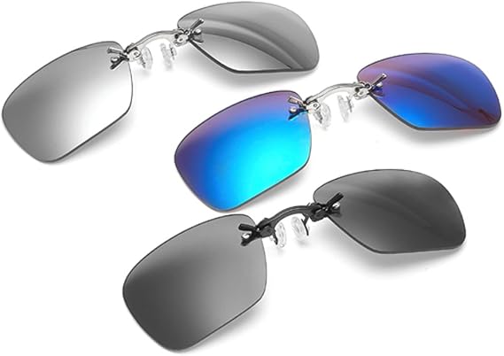 3 Pack Retro Clip On Nose Rectangular Sunglasses Matrix Morpheus Movie rimless