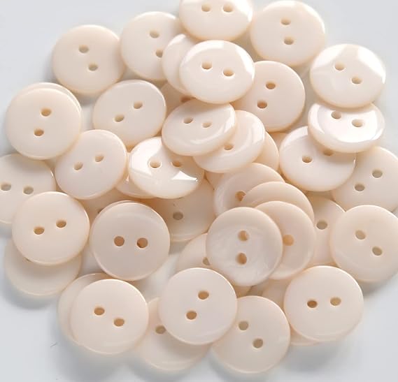 200pcs 5/8 Inch(15mm) Beige Buttons 2 Holes Resin Button for Sewing and DIY Crafts