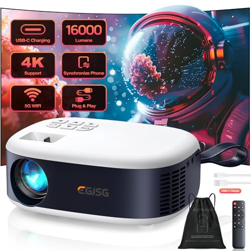 1080P Outdoor Projector with 2-Second Focus, 5G WiFi, Bluetooth and Carry Bag, Movie Projector for Outdoor Entertainment