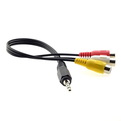 cablecc 3.5mm 1/8" Male Stereo Car AUX to 3 RCA AV Female Cord Audio Video Composite Cable 20cm