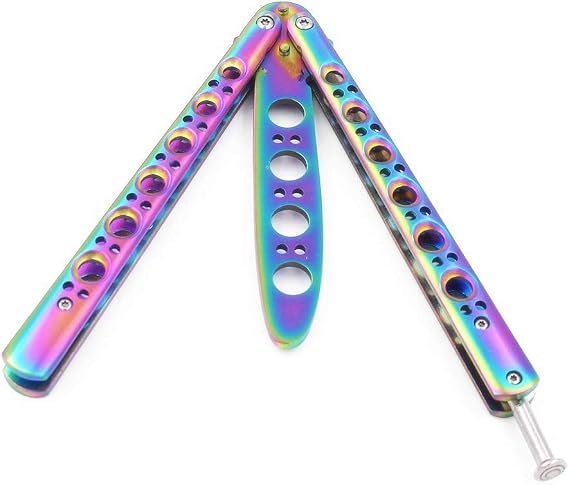 Rainbow Stainless Steel Flip Trainer Practice Tool Thick Blade