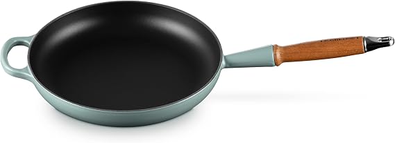 Le Creuset Enameled Cast Iron Alpine Wood Handle Fry Pan, 10.25", Sea Salt