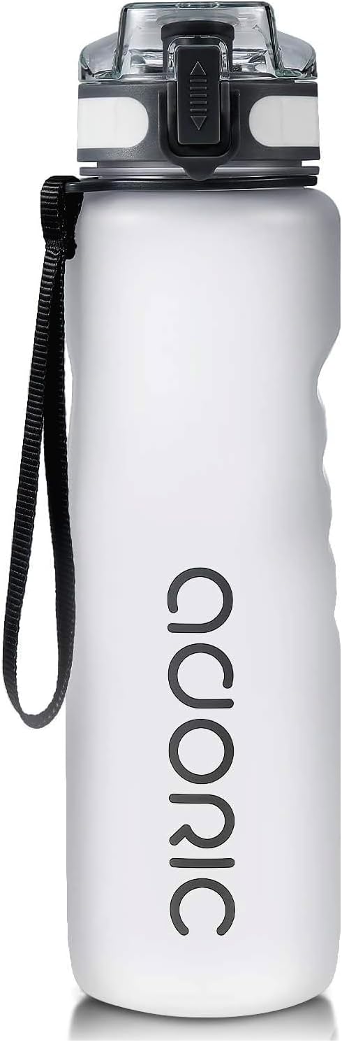 ADORIC Sports Water Bottle 1L,BPA Free Tritan Non-Toxic Plastic Sport Water Cup, Durable Leak Proof Water Bottle with Filter, Flip Top