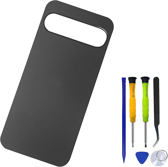 Pixel 9 Pro XL バックガラス 交換用 Google Pixel 9 Pro XL バックカバー ガラスハウジングドア テープ+ツールオブシディアン/ブラック