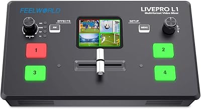 Feelworld LIVEPRO L1 V1 Multiformat Video Mixer Switcher 2 Inch LCD Display 4X HDMI Input USB3.0 Live StreamingCamera ProductionLive Broadcast with USB Cable  Adapter