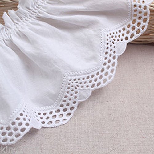 1yard Broderie Anglaise Gathered Cotton Eyelet lace Trim 11cm YH1415a White