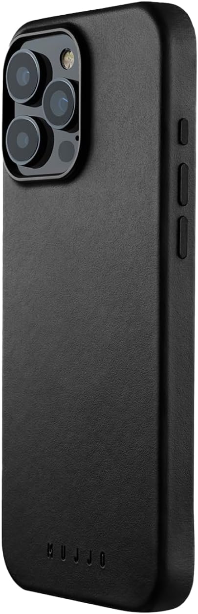 Mujjo Full Leather Case for iPhone 16 Pro Max Best Leather iPhone 16 Case by NYT Wirecutter Premium Velore Leather, MagSafe Compatible, Ultra-Durable Protective Design - Black