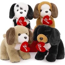 Muiteiur 4 Piece Love Dog Stuffed Animals, 8 Inch Valentines Dog Plush Bulk with Heart, Soft Puppy Plush Toys for Girlfriend Kids, Gift for Girls Kids