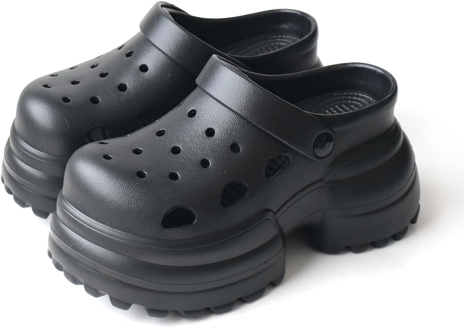 Amiami CN119 Women's Sandals, Sabo Sandals, EVA Material, Thick Sole, Lightweight, Black, M