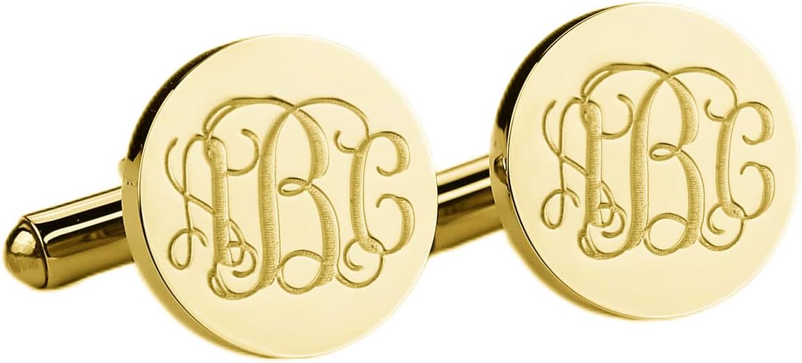 Personalized Monogram Cufflinks 925 Sterling Silver Custom with 3 Initials