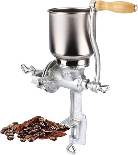 Cast Iron Manual Corn Grinder & Grain Mill - Multipurpose Dry/Wet Corn Mill for Home Use with Handle