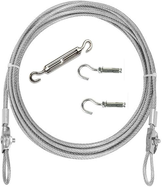 Clothesline, Stainless Steel Clothesline Wire Outdoor Cable Wire Rope Laundry Hanging Drying with Tightener System Multipurpose forOutdoor/Indoor/Home/Drying (32Ft)