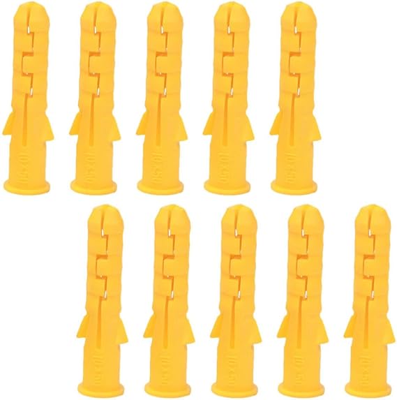 200pcs Yellow Ribbed Plastic Anchor Wall Plastic Expansion Tube Wall Plugs- Industrial Screws