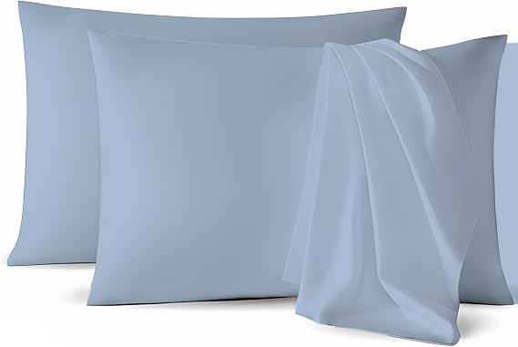 Micropuff Standard Size Pillow Cases, Open End - 2 Pack - Soft and Breathable Hypoallergenic Pillow Cover. Pillowcase Protects Against Stains, Spills, and Perspiration. (Blue- 20x 30)
