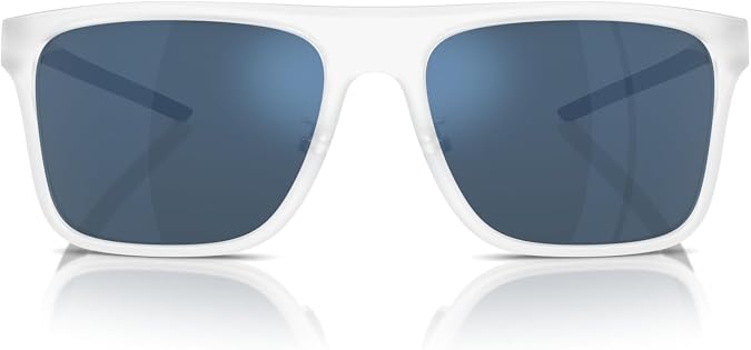 Scuderia Ferrari FZ6006F Low Bridge Fit Sunglasses, Grey Transparent/Mirrored Blue, 58 mm