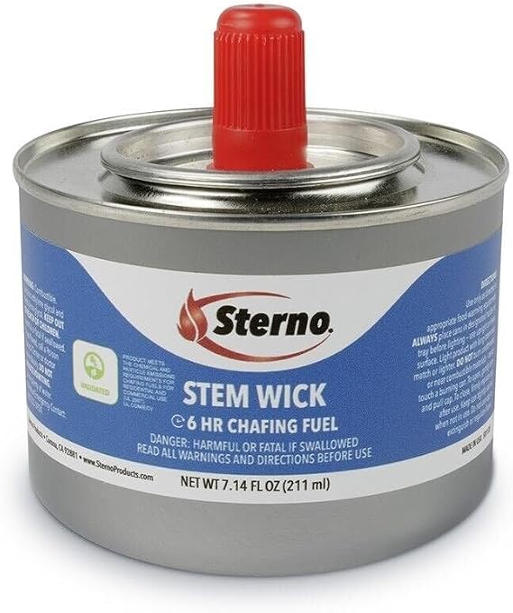 10102 Sterno Stem Wick, Chafing Fuel, Methanol, Wick, 7.14 Oz, Can, 24/Carton - 1 Each