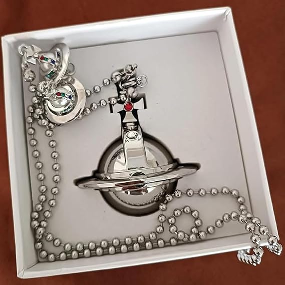 Saturn Necklace Lighter, Wearable Pendant Lighter, Personalized Cool Design, Butane Refillable Gas Lighter, Suitable for Men and Women Pendants to Match Clothing(Silver)