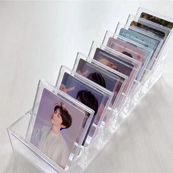 Card Box, Trading Card Case, Transparent Pokemon Card Case, 8 Frames, Storage Box with Lid, Storage Box with Removable Divider, Storage Box for Over 2000 Cards, Horizontal Slot, Vertical Pocket