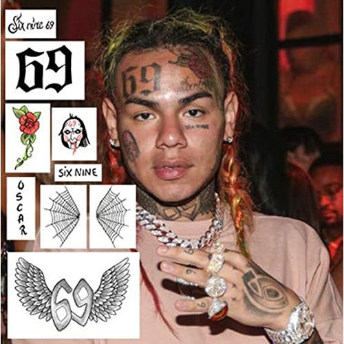 InkWear Temporary Tattoo Set - Tekashi 69 Fake Tattoo - Realistic, Bold, Custom Design - Water Resistant - Ages 3