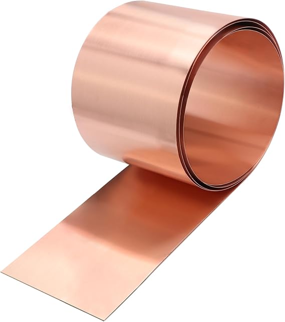 Copper Sheet Roll, 20 Gauge(0.8mm) Thickness, 4in x 10ft, Copper Flashing General Use or Roofing Flashing Roll