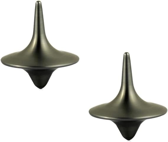 2Pcs Silver Accurate Spinning Top,Forever Spin,Portable Precision Metal Spinner Top Premium Exquisite Perfect Balance Desktop Gyro Ornaments Vintage Totem Zinc Alloy Prop Desk Little Fidget Ornament