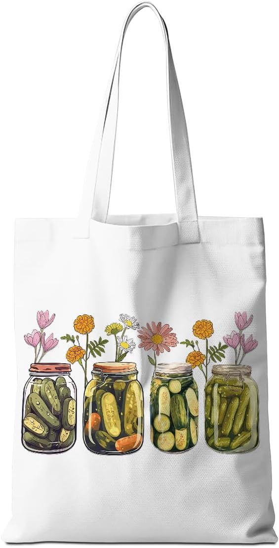 Pickle Tote Bag Aesthetic Shopping Gifts for Pickle Lovers Women Friends | Gifts for Pickle Lovers Women, Friends, Sister, Reusable Grocery Bags for Shopping Travelling Vacation Christmas