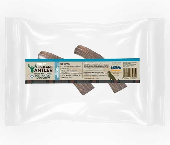 Highland Split Antler Small Dog Chew Pack of 2 Horns Organic Chews Dog Toy For Puppies