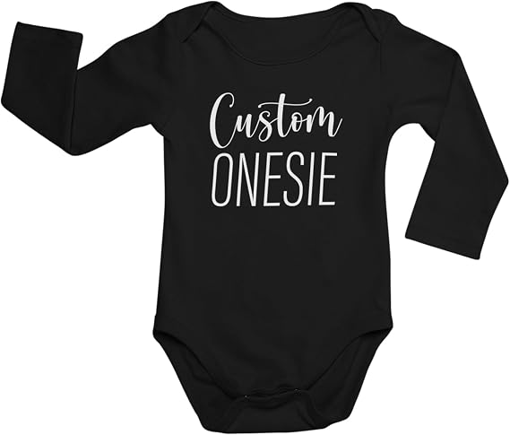 ROKO CLOTHING Personalized Long Sleeve Baby Onesie Custom Bodysuit Romper Gift for Baby Shower Outfit