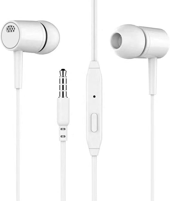 In-Ear Headphones - 3.5mm Noise Solving Wired Earbuds, Noise Cancelling Earbuds with Mic, Comfortable Ergonomic Design, Durable Tangle-free Cable | Noise Isolating Headset with Microphone and Powerful