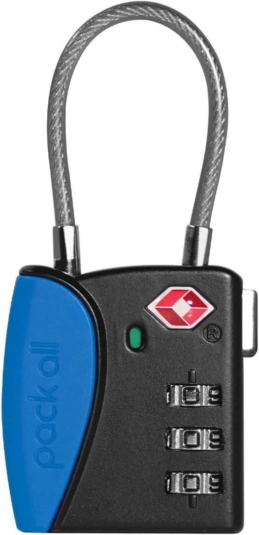 pack all TSA Approved Travel Luggage Locks, Resettable 3-Digit Code | Open Alert Indicator, Flexible Steel Cable, Zinc Alloy Body, Clear Number Dials, For Suitcase, Toolbox, Backpack, 1 Pack