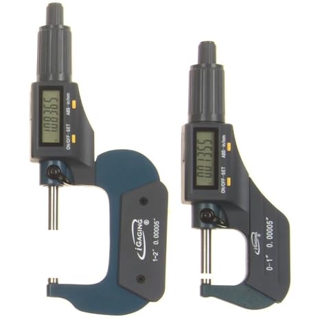 iGaging 2 pc 0-1", 1-2" (0-2") Digital Electronic Outside Micrometer w/Large LCD Display Inch/Metric