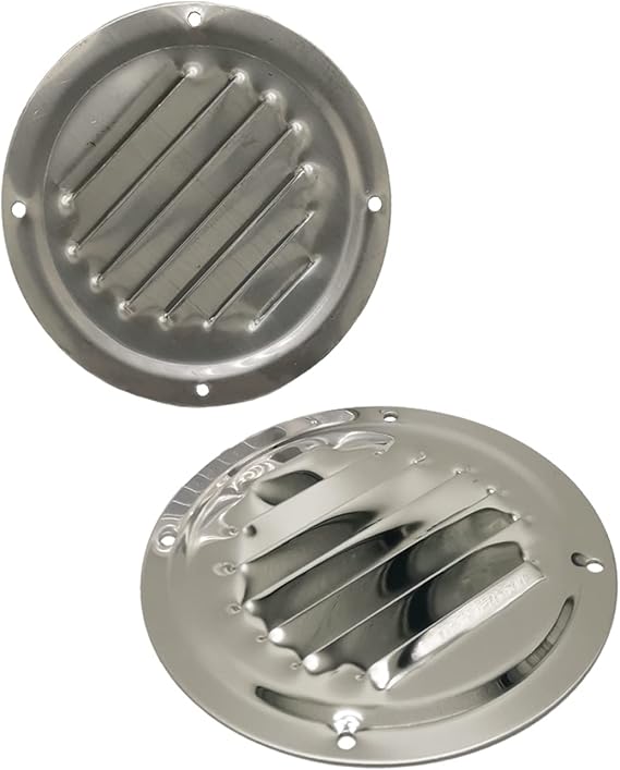 4" Round Louvered Air Vent Marine Boat Ventilation Ventilator Cover 2Pcs | Marine 316 Stainless Steel Vent for Yachts, RVs, Campers, Cabinets