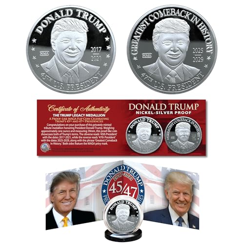 Donald Trump 45th 47th President Legacy 1 OZ Nickel-Silver Tribute Dual Flip Coin