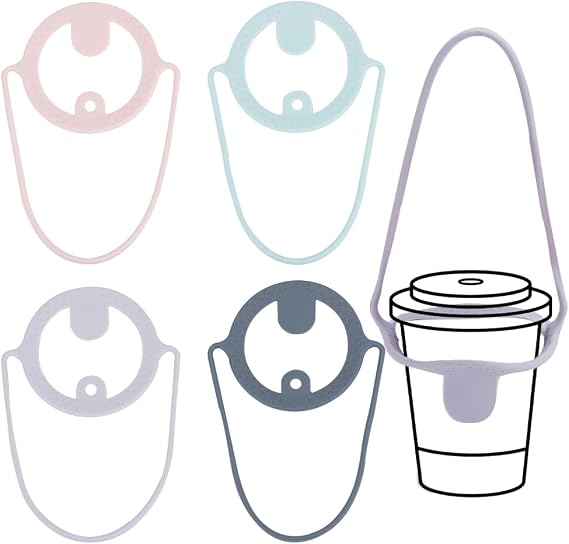 4 Pcs Coffee Cup Carrier, Mixed Color Portable Drink Carrier Takeout Cup Holder Reusable Coffee Carrier with Handle Tie for Traveling and Take Out