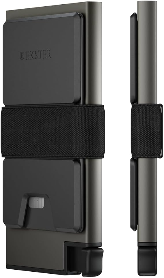 Ekster Aluminum Cardholder Wallet for Men - RFID Blocking - Graphite | Fits 12 cards, ultra-thin RFID-blocking aluminum body, push-button access, expandable & trackable.