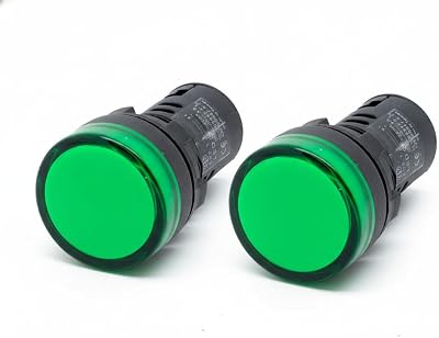 Alpinetech L22 22mm 24V ACDC LED Pilot Panel Indicator Light Green Pack of 2