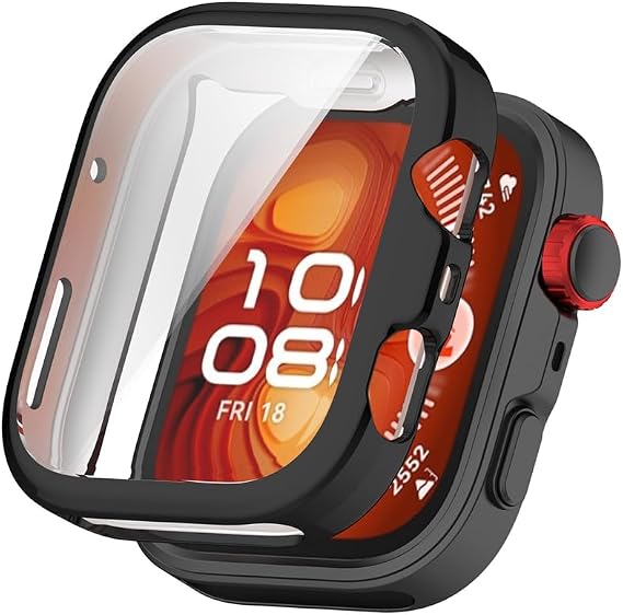 UnDePlus Huawei Watch Fit 5 Pro ile uyumlu Silikon Parlak Renkli Ekran Koruyuculu Kasa Koruyucu (Fit/Fit2/Fit3 Uyumlu Değildir) Siyah