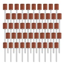 JUNLIXN 50 Pcs Cylindrical Grinding Stone - 1/8" Shank Abrasive Mounted Stone Grinding Point Sharpening Bits for Dremel Rotary Tools (10mm)