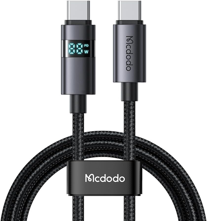 Mcdodo Ca-5610 USB-C To USB-C 100W Cable Black With Horizontal Led Screen