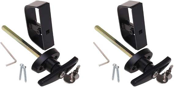 412" T-Handle Shed Door Lock Handle with Lock Keyed Alike Garage t Handle Shed Latch Hardware Locking Handle 4.5 T-Handle Lock with 8 Keys self-Drilling Screws and Allen Wrench 2kits