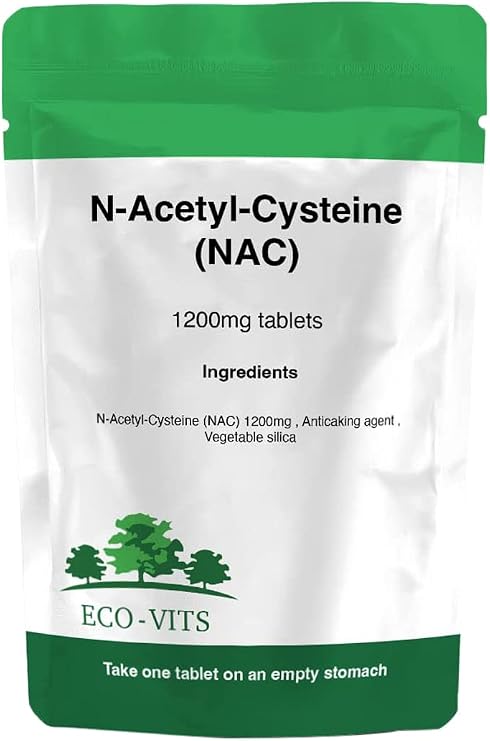 ECO-VITS N-Acetyl-CYSTEINE (NAC) (1200MG) 60 TABS. Recyclable Packaging. Sealed Pouch