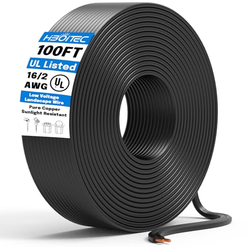 HIBOITEC 16 Gauge Wire, 162 Low Voltage Landscape Wire 100FT Copper 16 AWG 2 Conductor Electric Wire SPT-2 PVC Cord Oxygen-Free UL Listed for Landscape Lighting