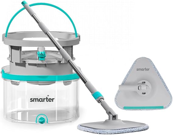 SMARTER Aqua Max ÖZEL SERİ Temiz & Kirli Suyu Ayırma Çift Kova Üçgen Aparat Temizlik Seti Mop Paspas