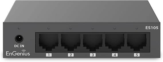 EnGenius 5-Port Gigabit Unmanaged Switch (ES105) | 5X GE Ports high-Speed Connections | Plug and Play | fanless Silent Operation | IEEE 802.3az Energy Effiecient (ES105)