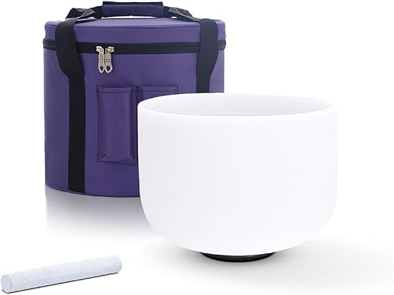 KVKA 8 Inch F Note 432hz Heart Chakra Crystal Singing Bowl Sound Healing With Carrying Case for Yoga Sound Bath (432hz, F Note Heart Chakra )
