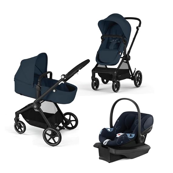 Cybex EOS 5-in-1 Travel System Stroller + Lightweight Aton G Infant Car Seat, Ocean Blue