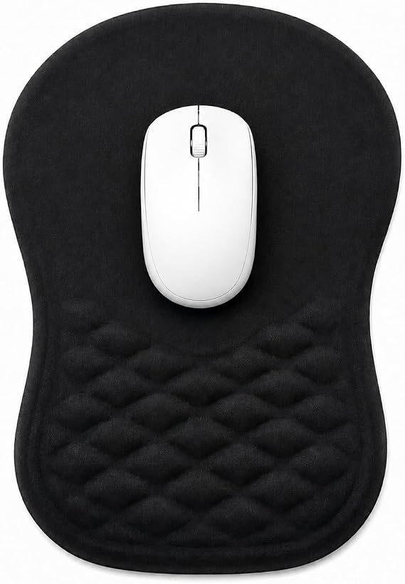 Ergonomik Premium Bilek Destekli Mouse Pad – Kaymaz Tabanlı Mouse Altlığı, Ofis ve Ev Kullanımı İçin Konforlu Bilek Destekli Fare Pedi, Siyah