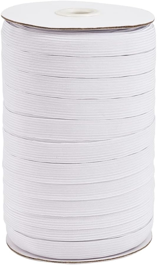 100 Yards White Elastic Cord 12mm Flat Elastic Bands Elastic Sewing Ribbon with Spool for Clothes Sewing Craft Making